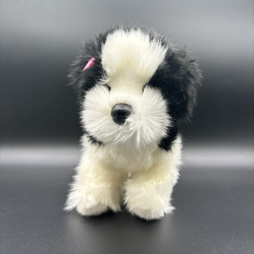 Poofy 10" Shih Tzu Dog Douglas Plush Stuffed Animal Black White Puppy Cuddle Pup
